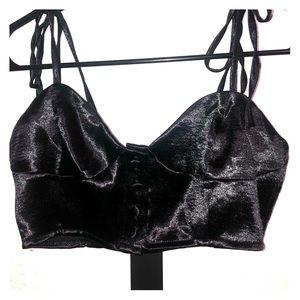 NWT NastyGal Black Satin Crop Top